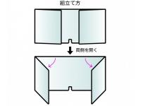 プラパール製 飛沫防止パネル 【3面自立式】 5セット/梱包